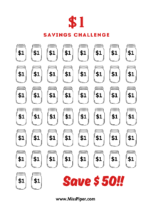 $1 Savings Challenge (A5) - Free Printables