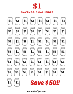 $1 Savings Challenge - Free Printables (letter size)