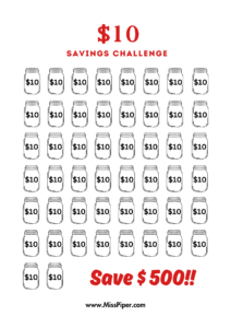 $10 Savings Challenge (A5) - Free Printables