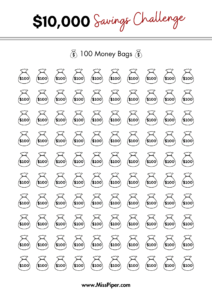 $10,000 savings (A5) - Free Printable Savings Challenge - money tracker printable- monthly savings challenge