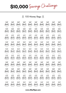 $10,000 savings (A6) - Free Printable Savings Challenge - money tracker printable- monthly savings challenge