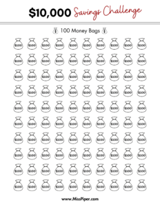 $10,000 savings (Letter) - Free Printable Savings Challenge - money tracker printable- monthly savings challenge