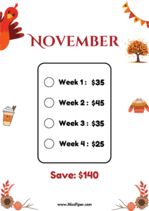 11 - Free Printable Savings Challenge - money tracker printable- monthly savings challenge