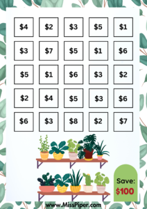 2 - Free Printable Savings Challenge - botanical theme