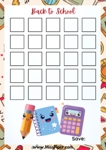 3 - Free Printable Back to school Savings Challenge