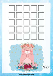 3 - Free Printable Savings Challenge - cute animals theme - money savings challenge