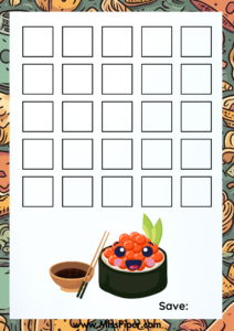 3 - Free Printable Savings Challenge - sushi theme