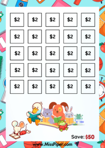 4 - Free Printable Back to school Savings Challenge