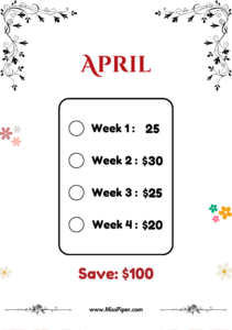 4 - Free Printable Savings Challenge - money tracker printable- monthly savings challenge