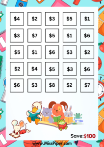 5 - Free Printable Back to school Savings Challenge