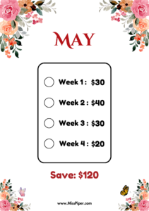 5 - Free Printable Savings Challenge - money tracker printable- monthly savings challenge