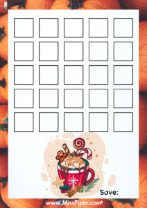 6 - Free Printable Savings Challenge - hot cocoa theme - money savings challenge