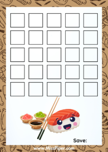 6 - Free Printable Savings Challenge - sushi theme