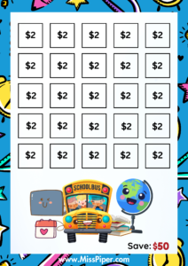 7 - Free Printable Back to school Savings Challenge