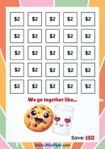 7 - Free Printable money Savings Challenge - fun theme