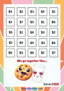 8 - Free Printable money Savings Challenge - fun theme