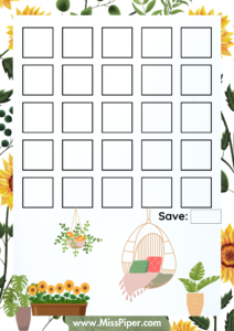 9 - Free Printable Savings Challenge - botanical theme