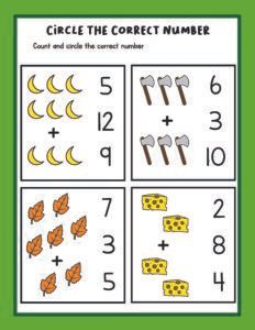 Addition 20 - Free Printable worksheets