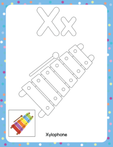 Alphabet Coloring pages - Free Printable worksheet for Alphabet X