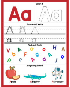 Alphabet A Worksheets - Free Printables -1