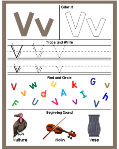 Alphabet V Worksheets - Free Printables -22