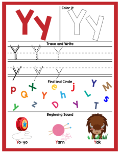 Alphabet Y Worksheets - Free Printables -25