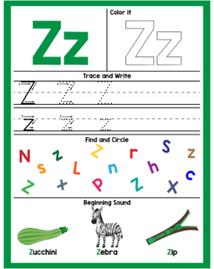 Alphabet Z Worksheets - Free Printables -26