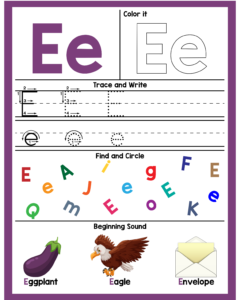 Alphabet E Worksheets - Free Printables -5