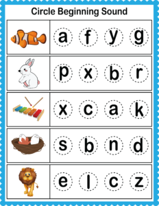 Beginning Sounds Worksheets (7) Free Printable