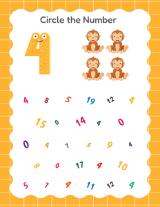 Circle the Number 4 - Free Printable worksheets