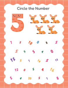 Circle the Number 5 - Free Printable worksheets