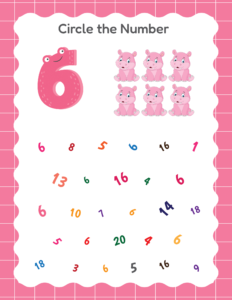 Circle the Number 6 - Free Printable worksheets