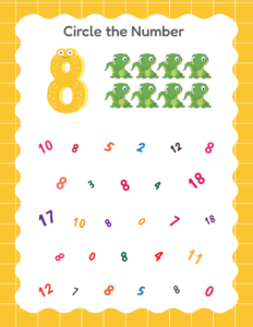 Circle the Number 8 - Free Printable worksheets