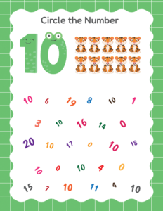 Circle the Number 10 - Free Printable worksheets