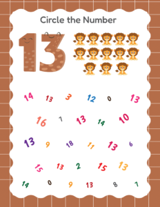 Circle the Number 13 - Free Printable worksheets