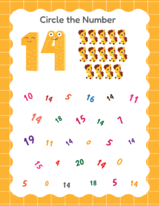 Circle the Number 14 - Free Printable worksheets