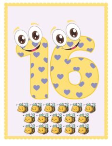 Classroom Numbers_ 16 - Free Printable worksheets for kids