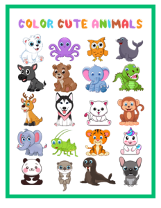 Color Cute Animals-1 - free printable worksheets