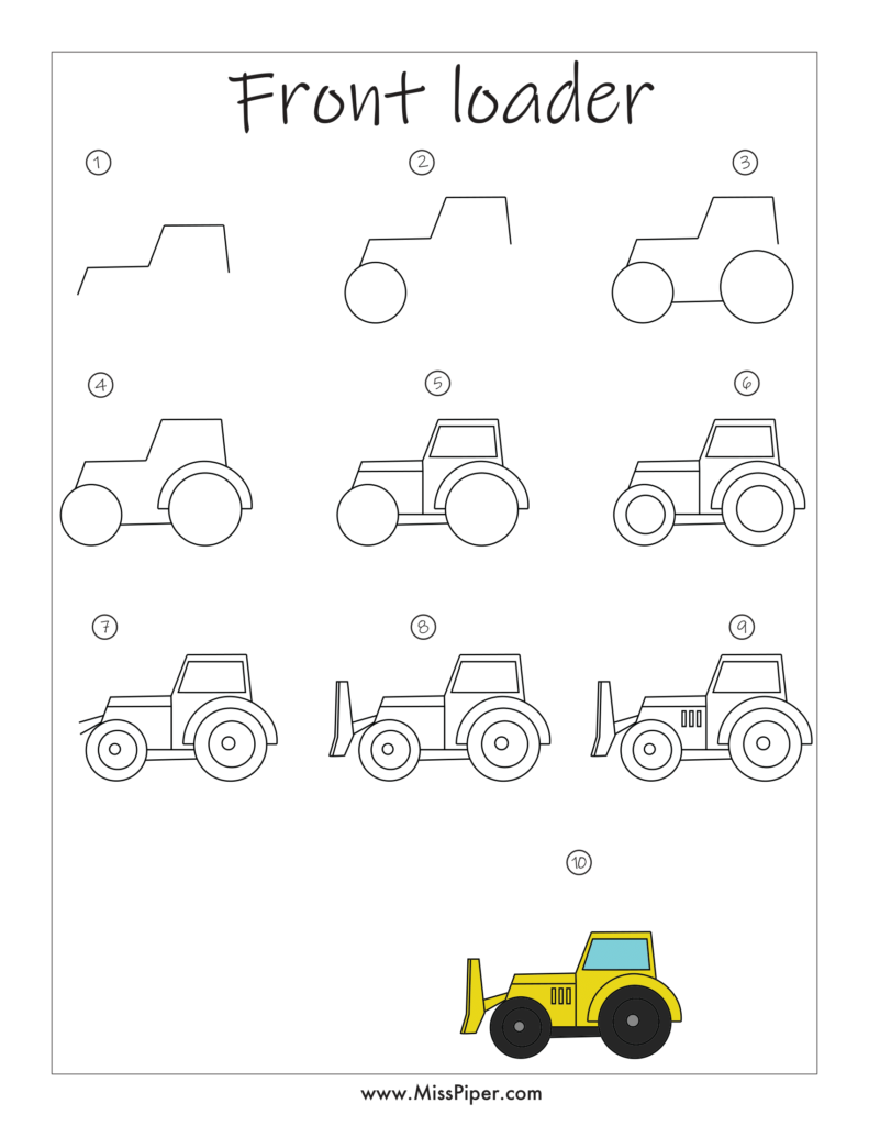 Free Printables: How to Draw a Front Loader Step by Step