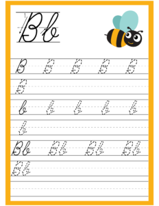 Cursive Alphabet Trace and Write Worksheet for Alphabet B