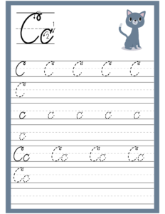 Cursive Alphabet Trace and Write Worksheet for Alphabet C