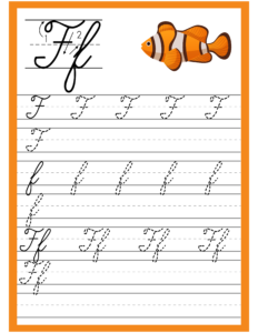 Cursive Alphabet Trace and Write Worksheet for Alphabet F