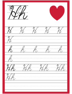 Cursive Alphabet Trace and Write Worksheet for Alphabet H