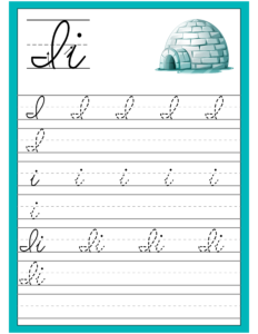 Cursive Alphabet Trace and Write Worksheet for Alphabet I