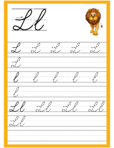 Cursive Alphabet Trace and Write Worksheet for Alphabet L