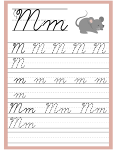 Cursive Alphabet Trace and Write Worksheet for Alphabet M