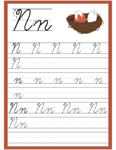 Cursive Alphabet Trace and Write Worksheet for Alphabet N