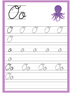 Cursive Alphabet Trace and Write Worksheet for Alphabet O