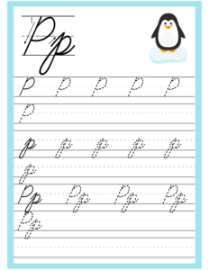 Cursive Alphabet Trace and Write Worksheet for Alphabet P