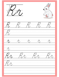 Cursive Alphabet Trace and Write Worksheet for Alphabet R